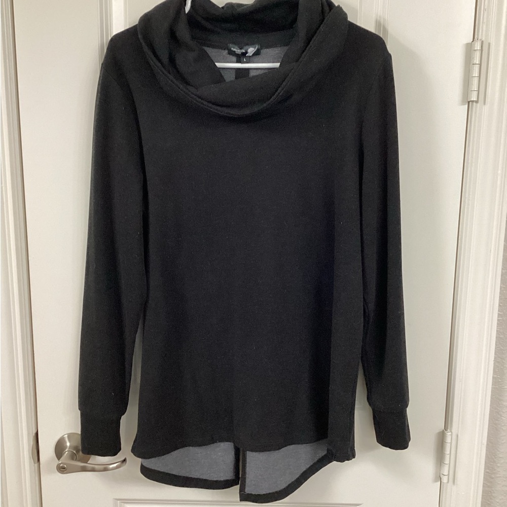 Black Cowl Neck Sweater with Long Sleeves